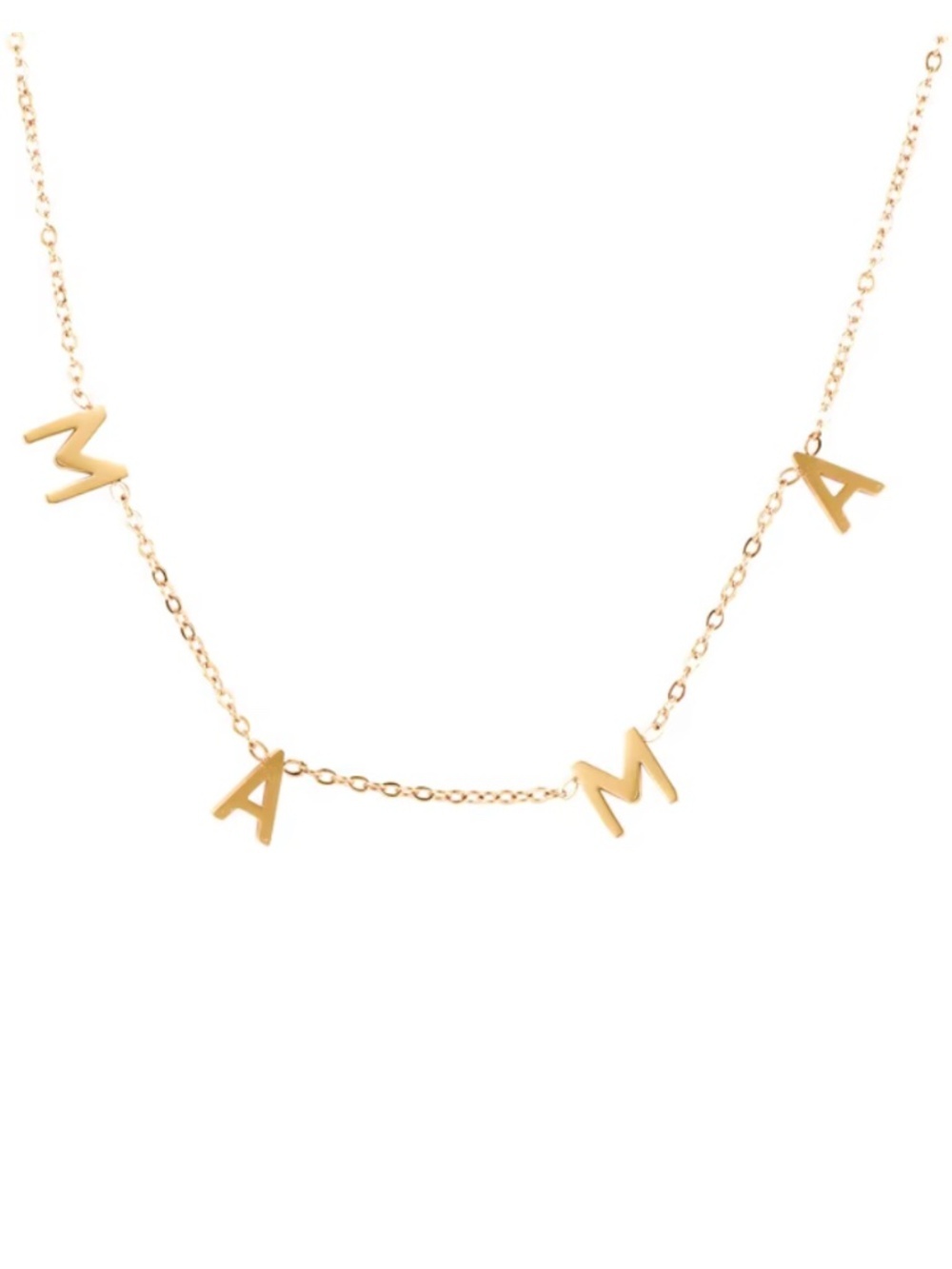 Stainless Steel MAMA Necklace – 18" Chain with Delicate Letter Charms